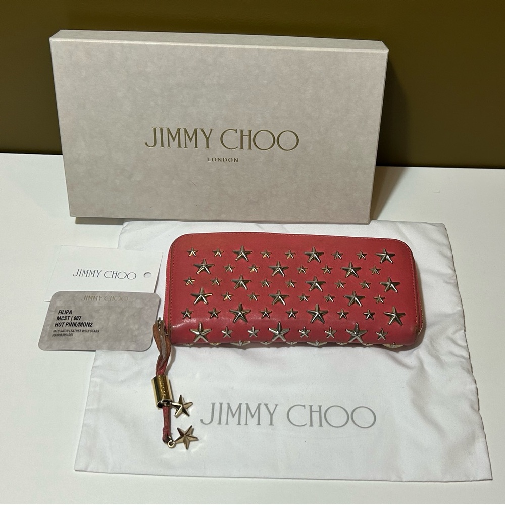 Jimmy Choo  Pink Filipa Star Studded Wallet